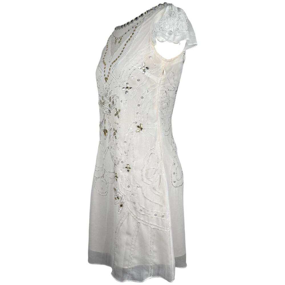 Y2K L.A.F.E.R. white beaded sheer dress Y2K embellished fairy size S - Picture 3 of 8